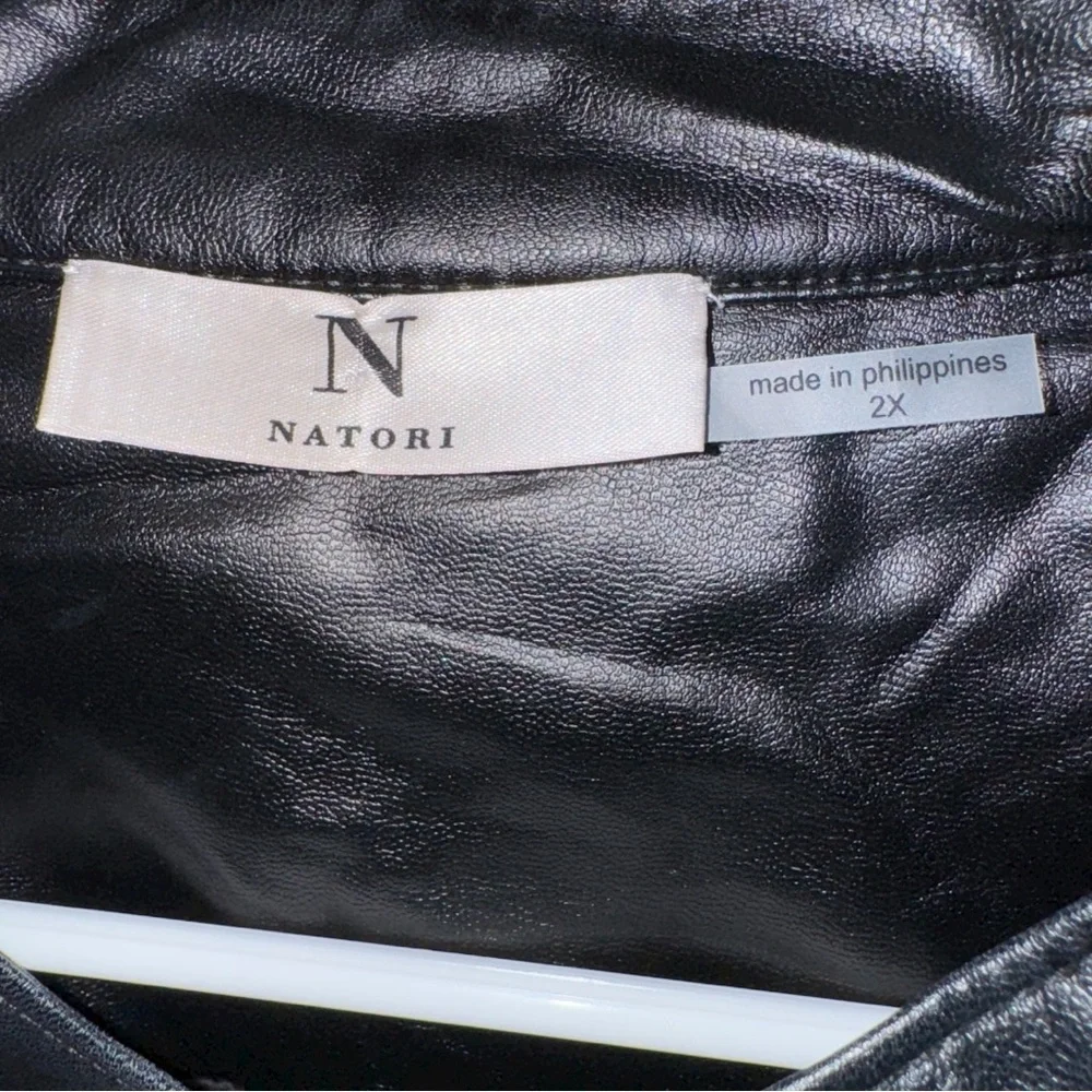 NATORI Faux Leather Kimono Jacket NWOT Size 2X (Plus Size) 💖 Baddie Biker Chic